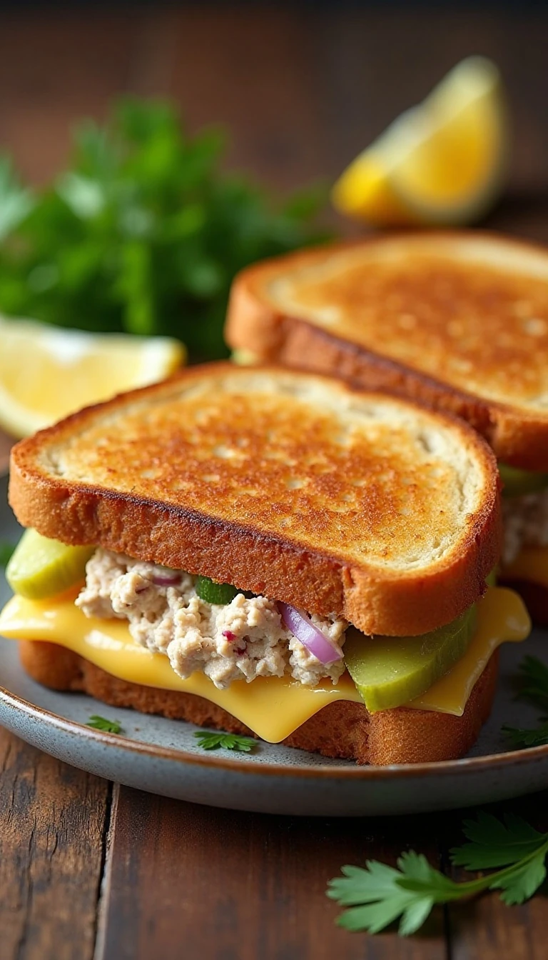 Take That Tuna Melt to the Next Level with Crispy Bread and Gooey Cheese