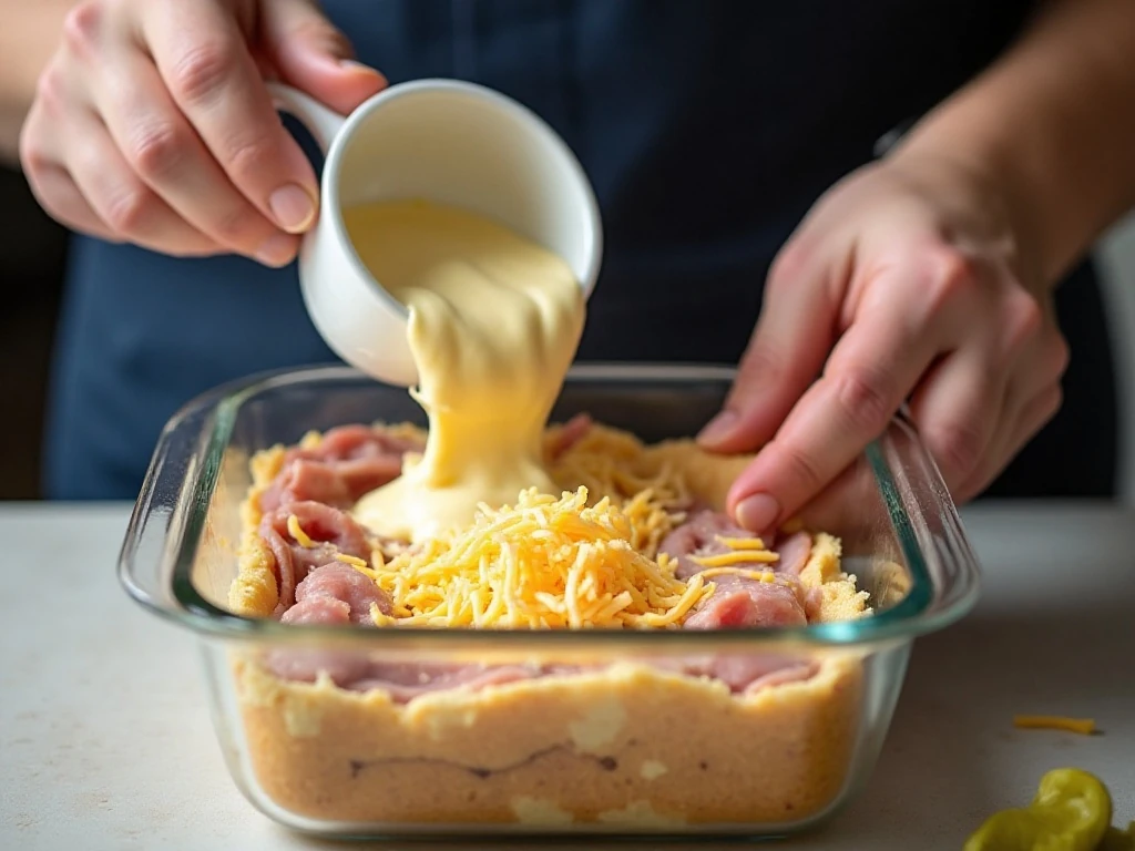 Mixing the creamy Cuban sandwich dip ingredients