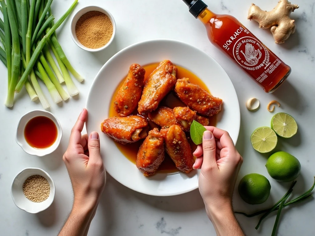 Ingredients for honey Sriracha chicken wings