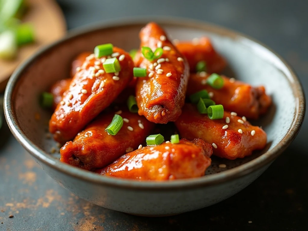 Reheated honey Sriracha chicken wings ready to serve