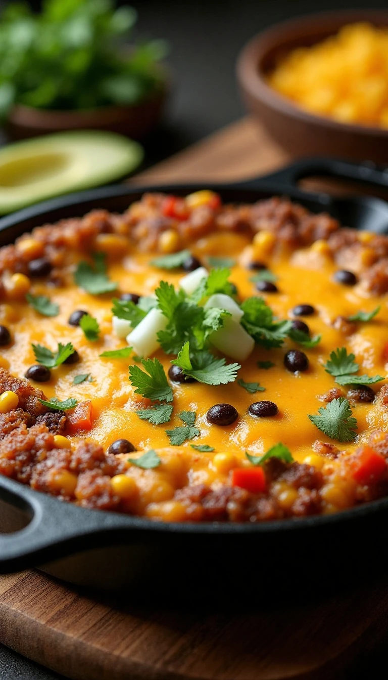 Easy Tex-Mex Skillet with Cornbread Topping