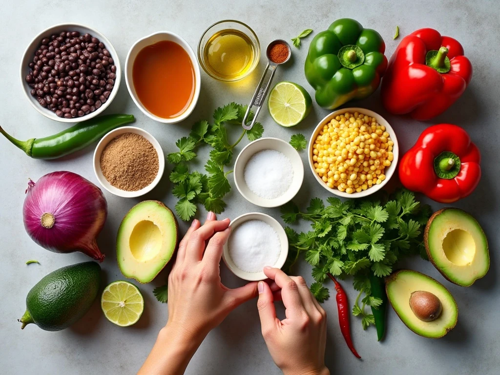 Ingredients for homemade Texas caviar