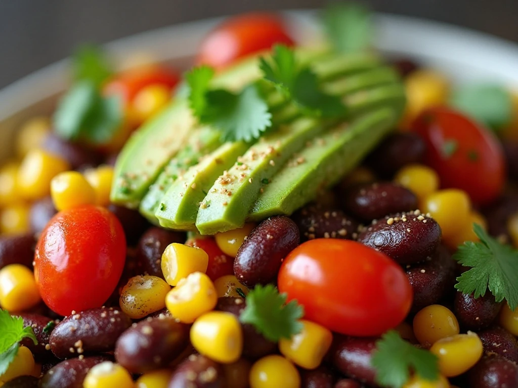 Fresh ingredients and creamy avocado in Texas caviar