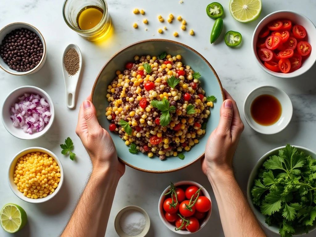 Ingredients for zesty Texas caviar salad