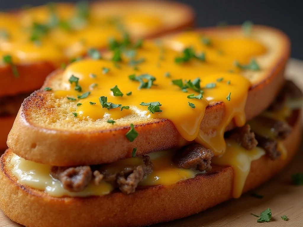Crisp toast edges and melted cheese on Texas Toast Casserole