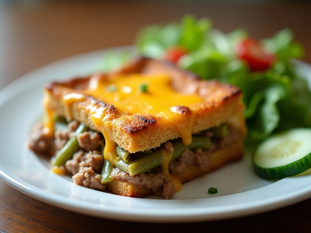 Texas Toast Casserole served with a fresh green salad