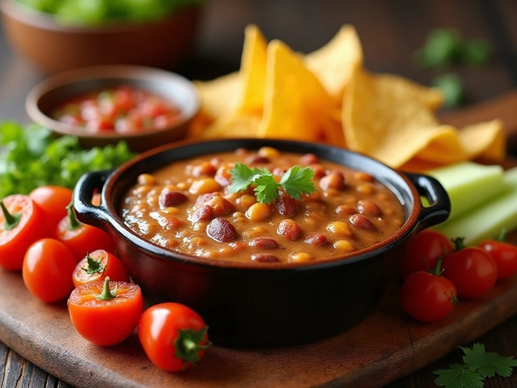 Texas warm bean dip party serving spread