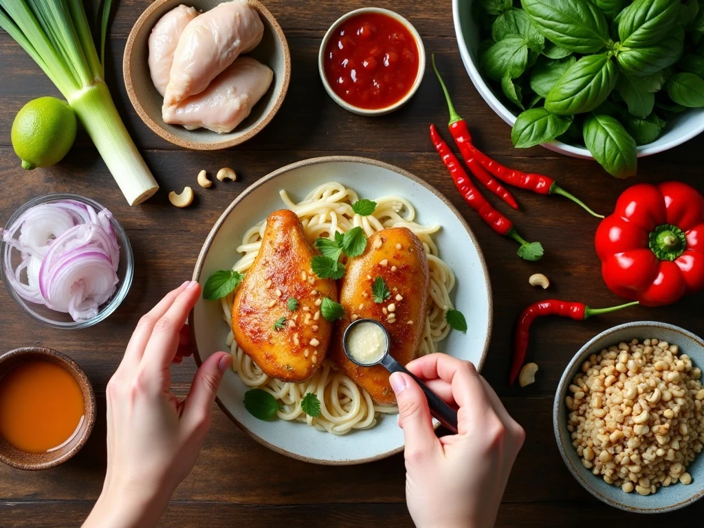Ingredients for Thai lemongrass chicken with cashews