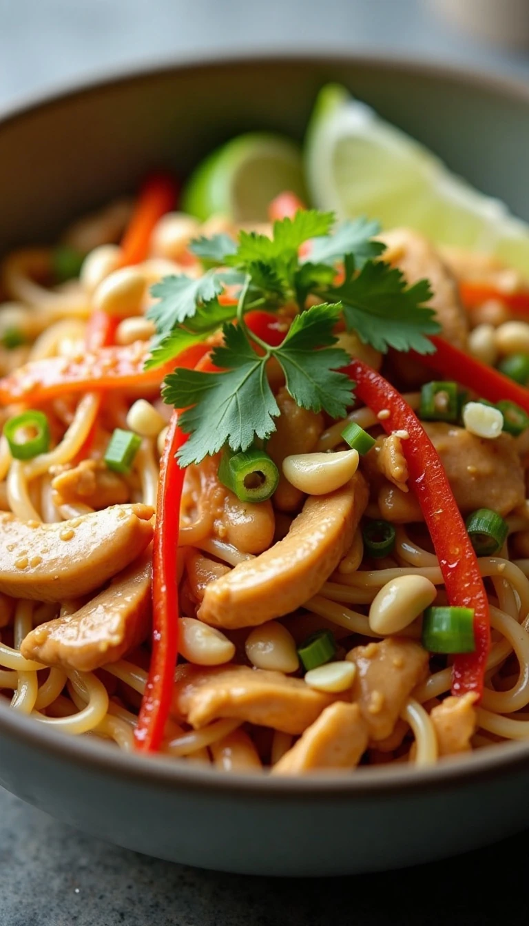 Easy Thai Peanut Chicken and Noodles Recipe