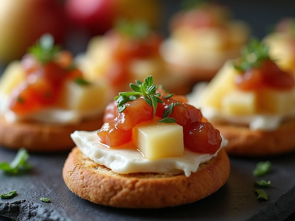 Thanksgiving cracker bite combinations with cheese, fruit, cranberry relish, and cured meat