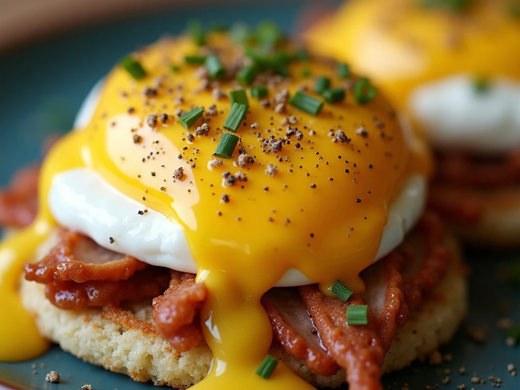 Cranberry hollandaise variation of Thanksgiving Eggs Benedict