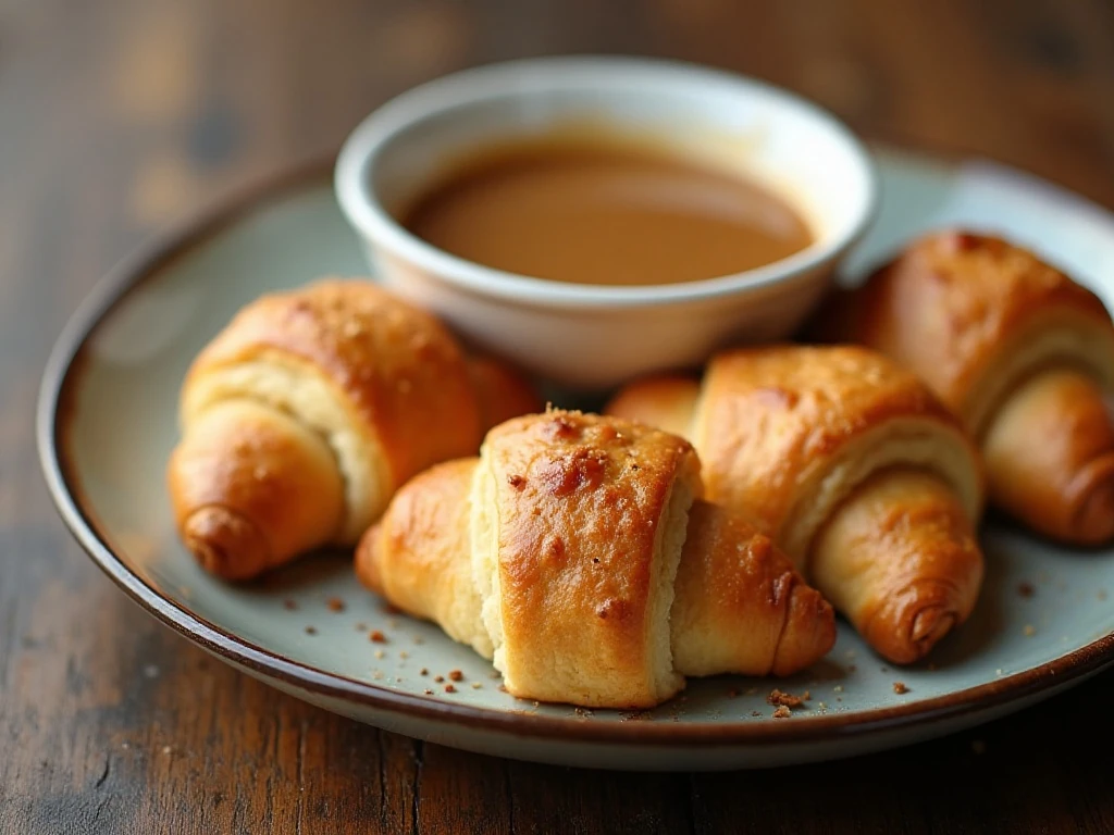 Reheated Thanksgiving crescent rolls with gravy