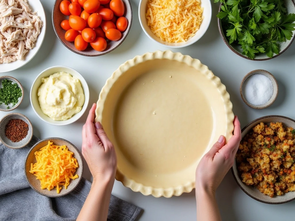 Ingredients for Thanksgiving leftovers quiche