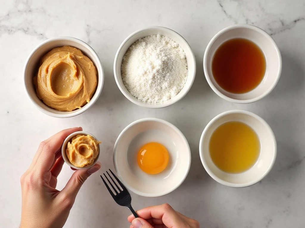 Four ingredients for easy flourless peanut butter cookies