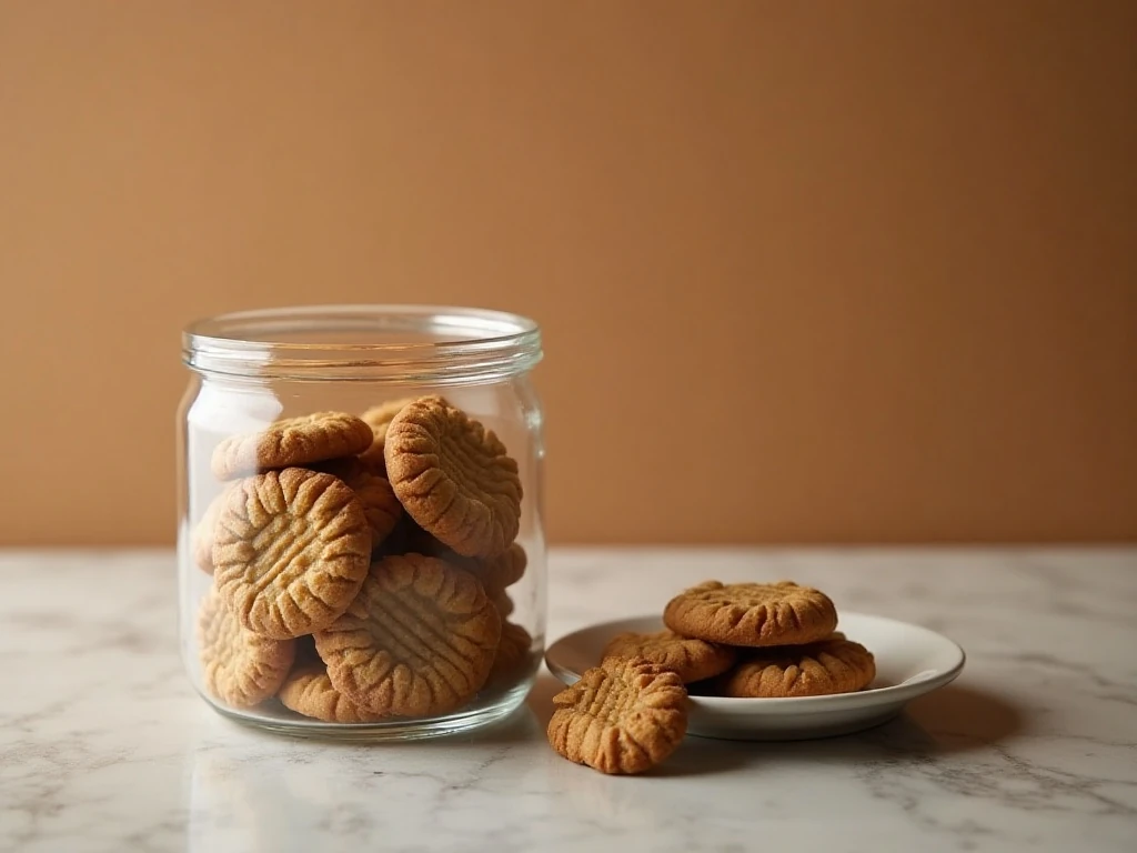 Peanut butter cookies stored in an airtight container