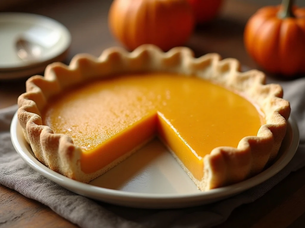 Classic baked pumpkin pie with a golden crust and smooth custard filling