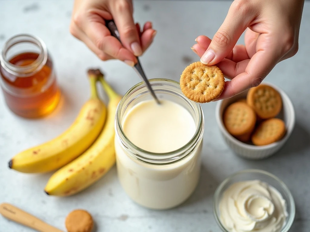 Ingredients for homemade no-bake banana pudding