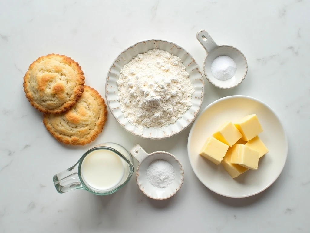 Ingredients for easy basic homemade biscuits