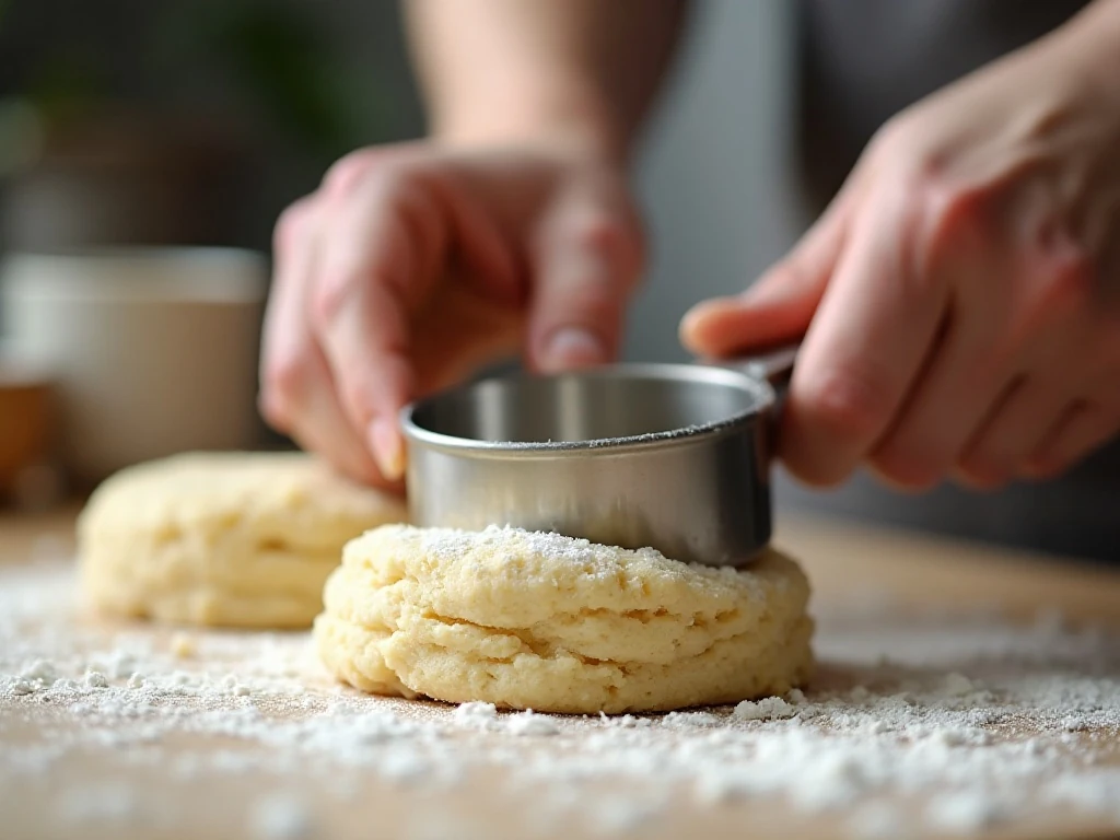 Cutting thick biscuit dough with a round cutter