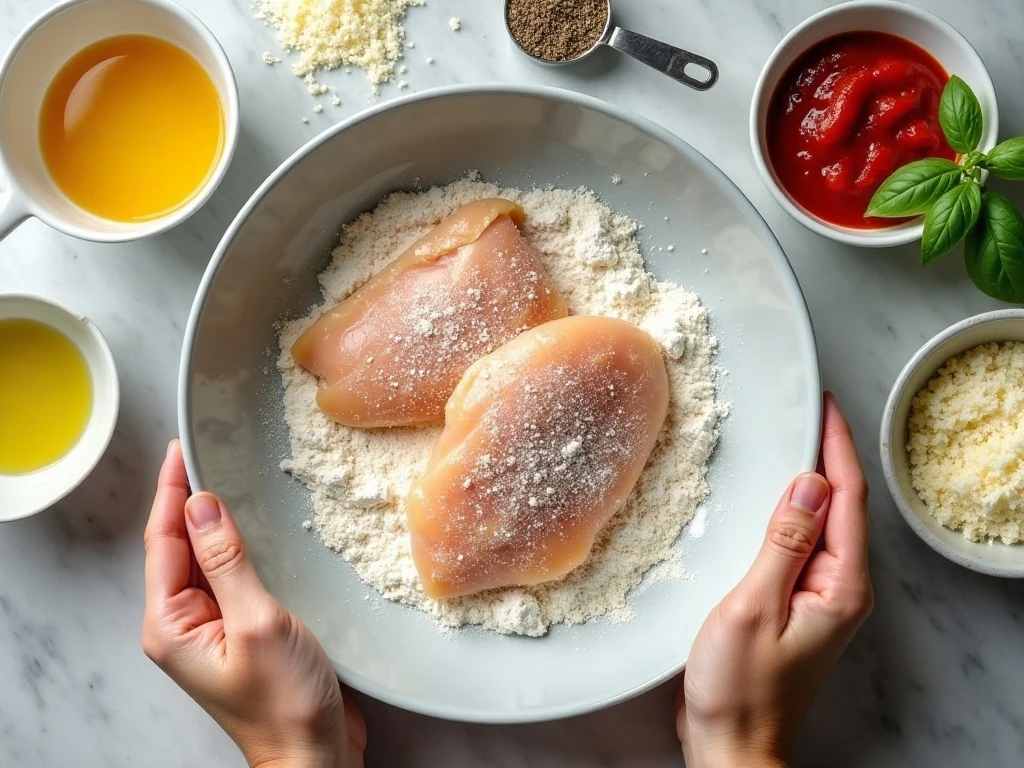 Ingredients for crispy easy Chicken Parmesan