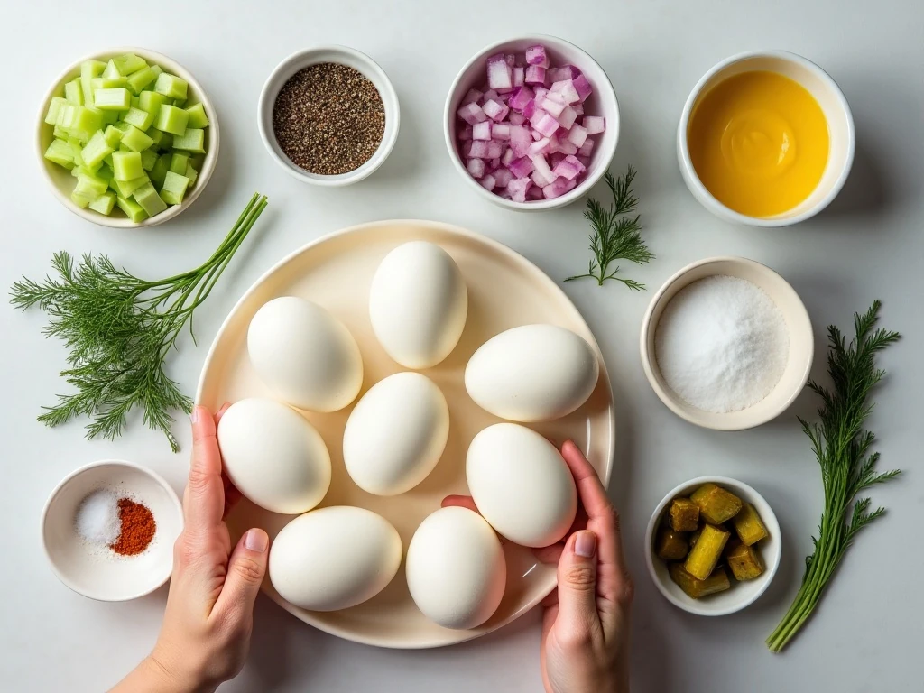 Ingredients for easy creamy egg salad