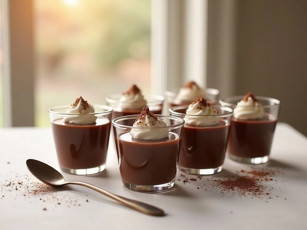 Individual servings of creamy homemade chocolate pudding