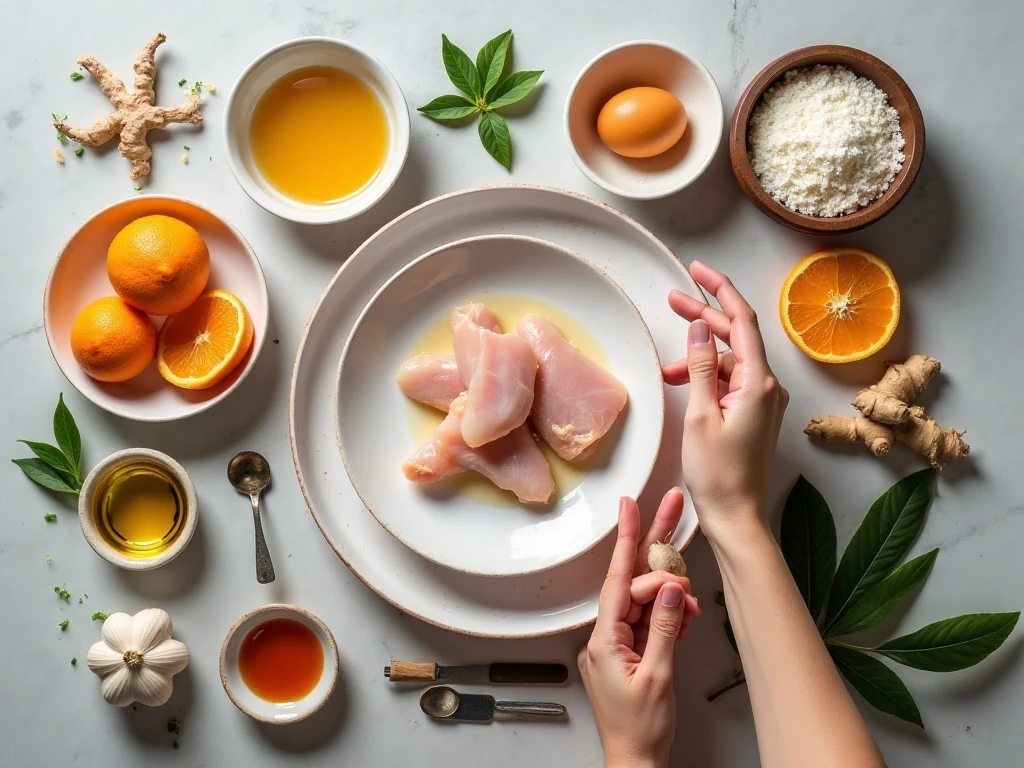 Ingredients for homemade easy orange chicken