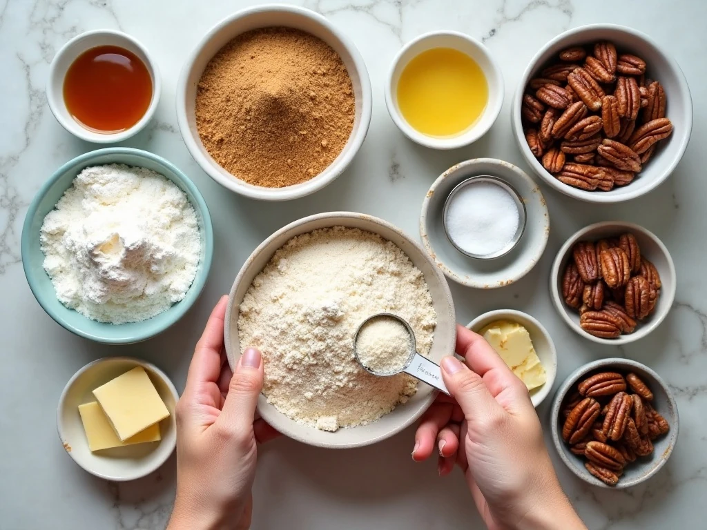 Ingredients for homemade pecan pie bars