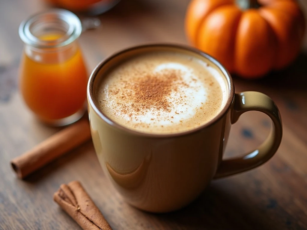 Pumpkin spice latte served with homemade pumpkin spice syrup