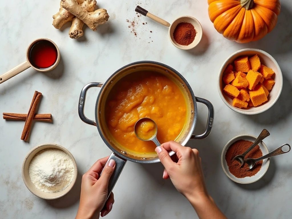 Ingredients for homemade pumpkin spice syrup
