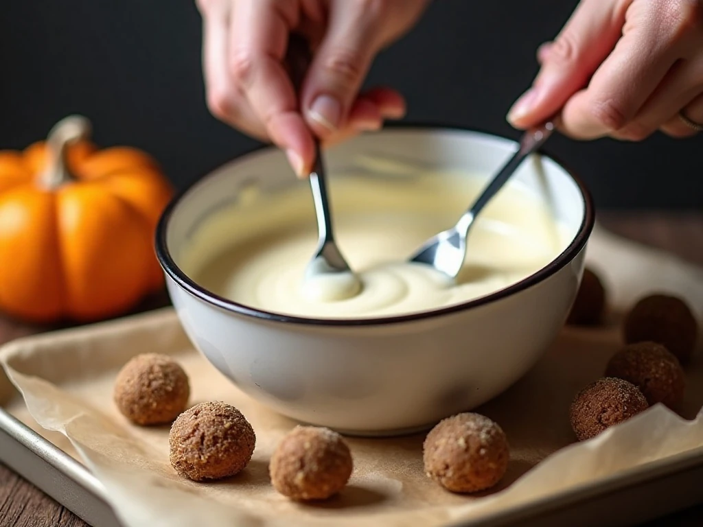 Melting white chocolate for pumpkin truffle coating