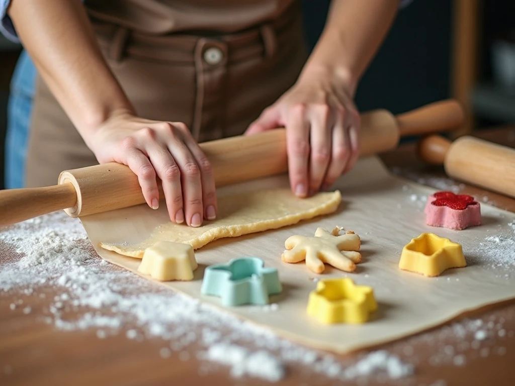 Rolling chilled sugar cookie dough between parchment sheets