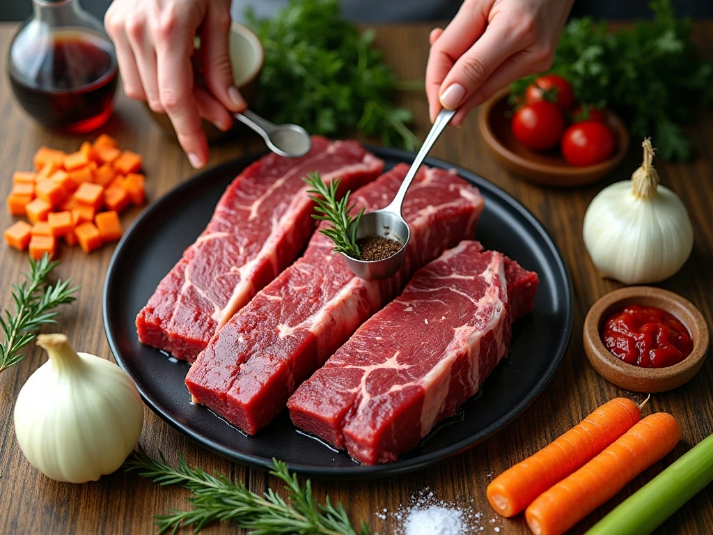 Ingredients for red-wine-braised beef short ribs