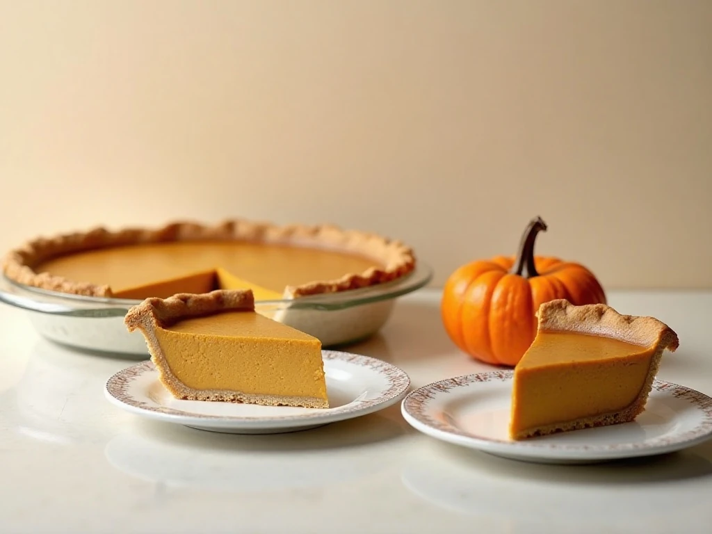 Chilled pumpkin pie slices ready for serving