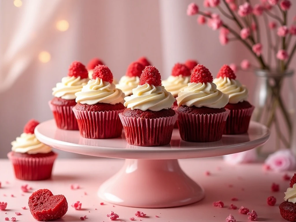 Red velvet Valentine’s cupcakes with cream-cheese frosting