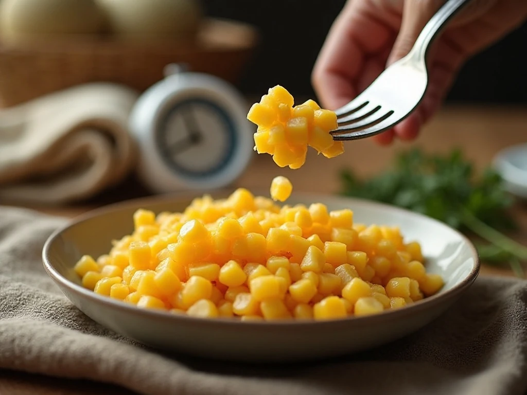 Checking microwave corn for tender kernels