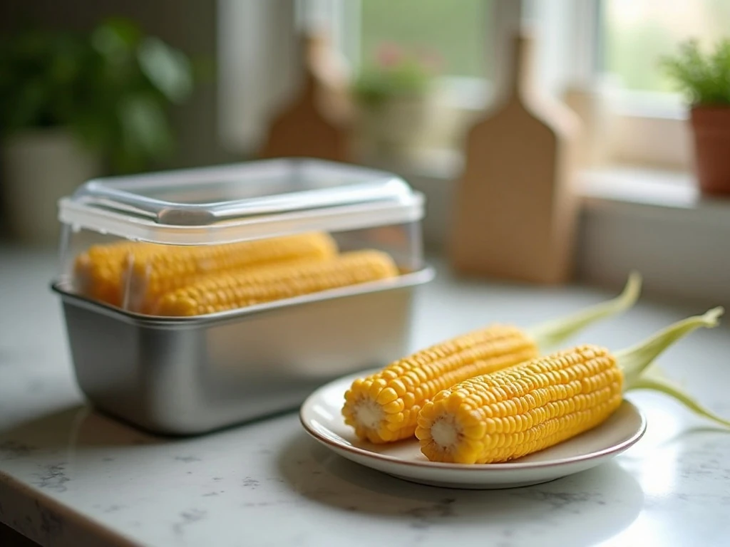 Stored and reheated corn on the cob