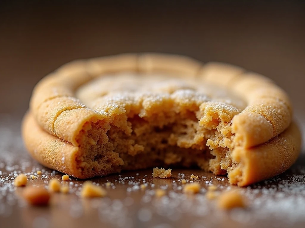 Close-up of the soft chewy center of a peanut butter cookie