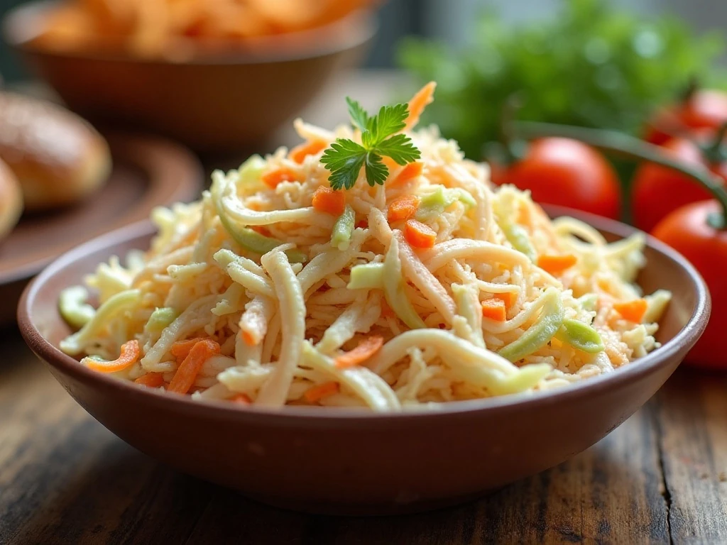Creamy homemade coleslaw served in a bowl