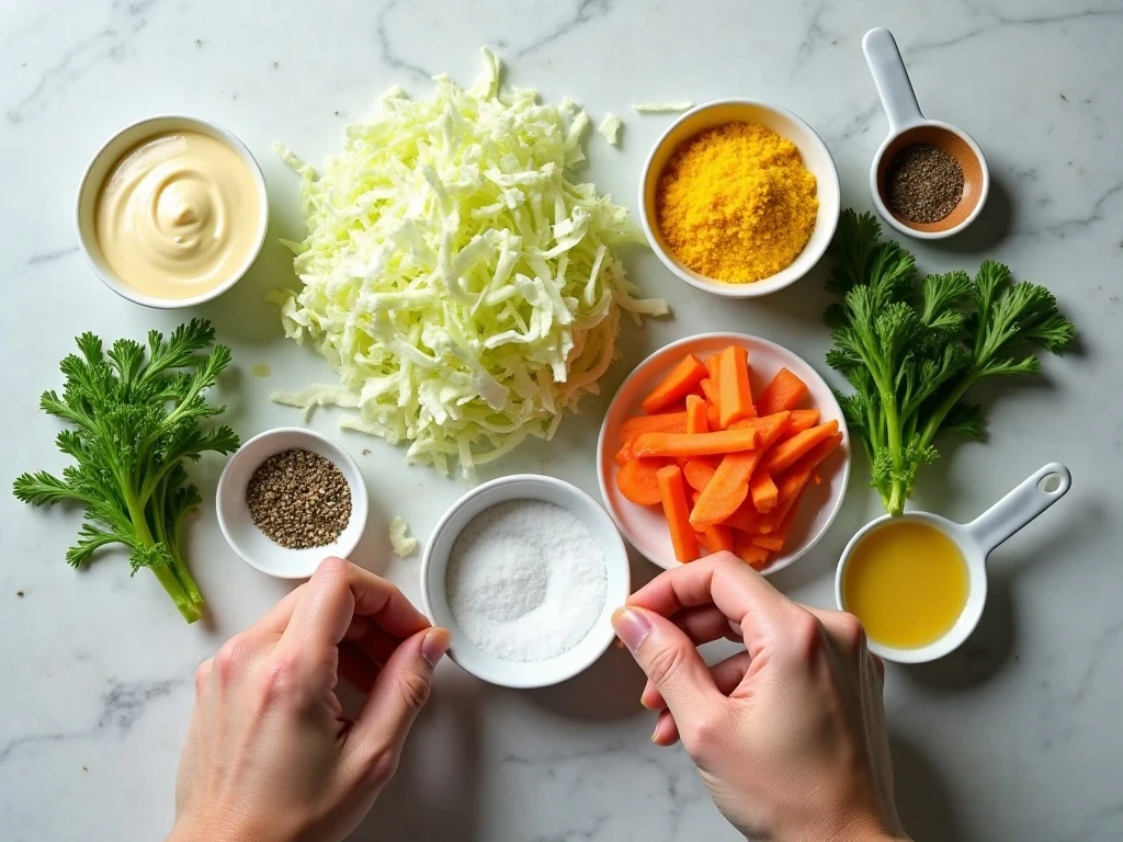 Ingredients for quick creamy coleslaw