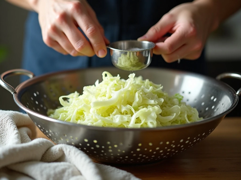 Preparing shredded cabbage to keep coleslaw crisp