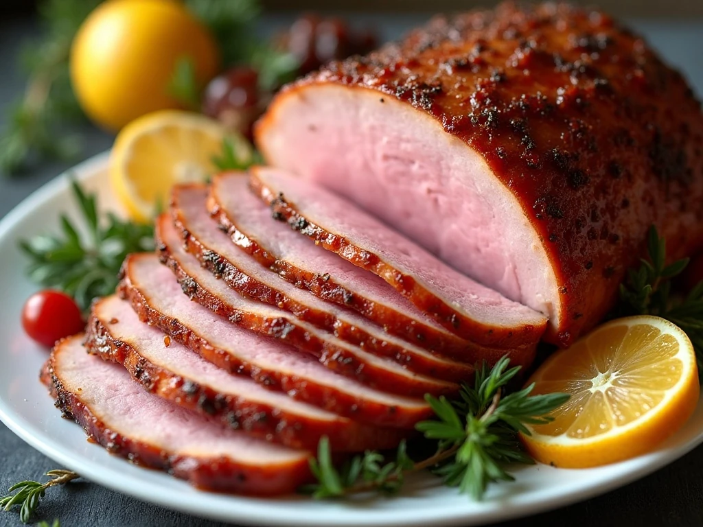 Finished sticky glazed Crockpot Ham