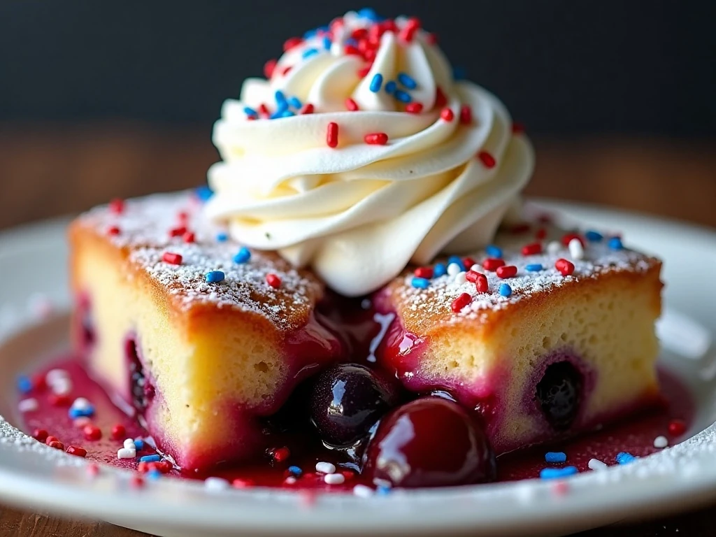 Patriotic dump cake with festive toppings