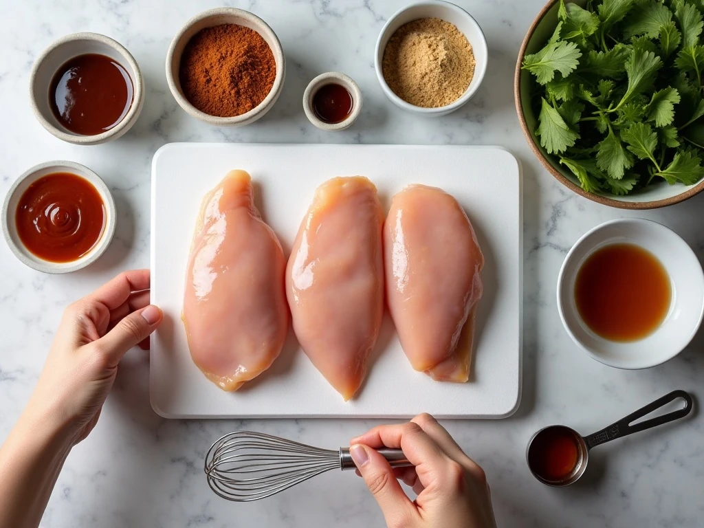 Ingredients for easy slow cooker BBQ chicken