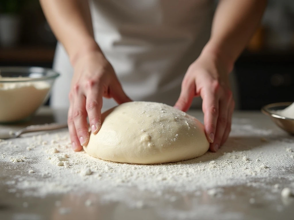 Kneading soft yeast bread dough