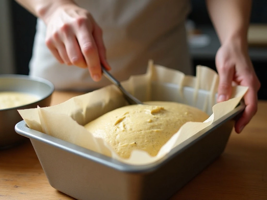 Poppy seed bread batter prepared in two loaf pans