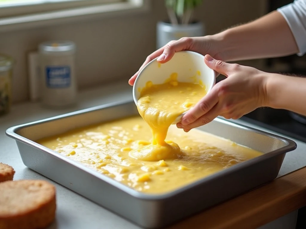 Pineapple cake batter prepared in a large bowl before baking