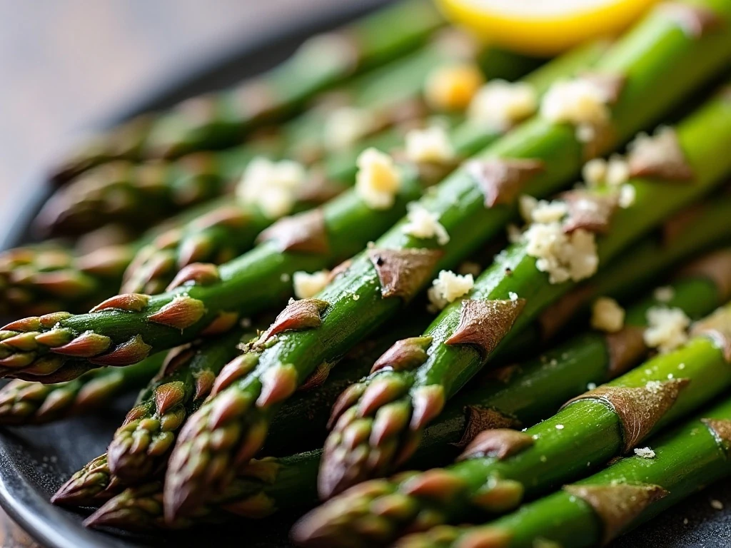 Roasted asparagus with Parmesan, garlic, and lemon