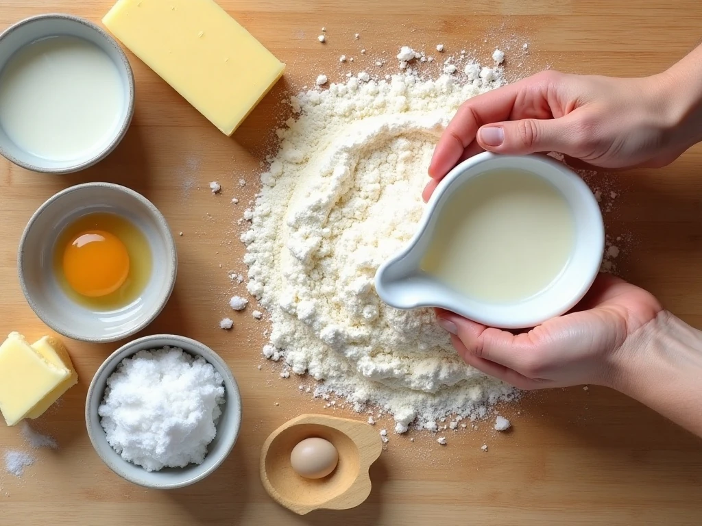 Ingredients for homemade soft dinner rolls