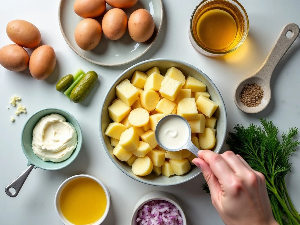 Ingredients for homemade ultimate potato salad